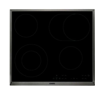 AEG HK634060XB 60cm Ceramic Hob in Black Glass with Stainless Steel Trim